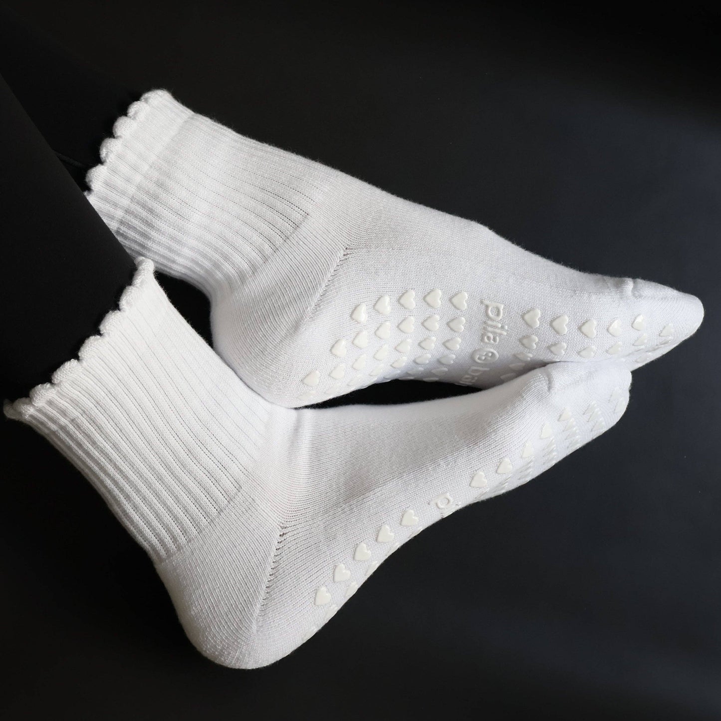 White Ruffle Grip Socks