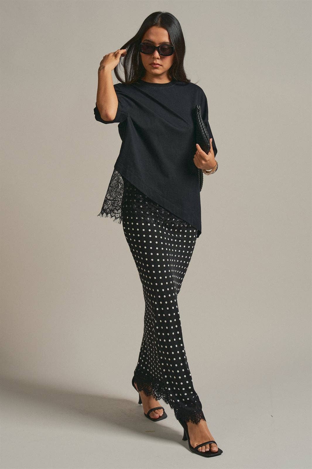 The Celeste Lace Satin Skirt