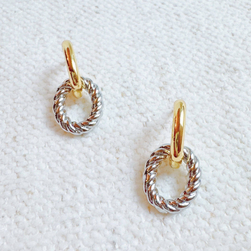 Two Toned Chained Earrings