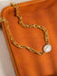 18K Gold Pearl Chain Necklace