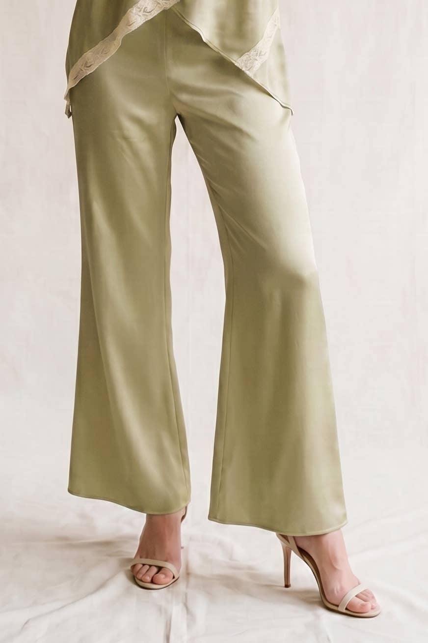 The Olive Satin Pants