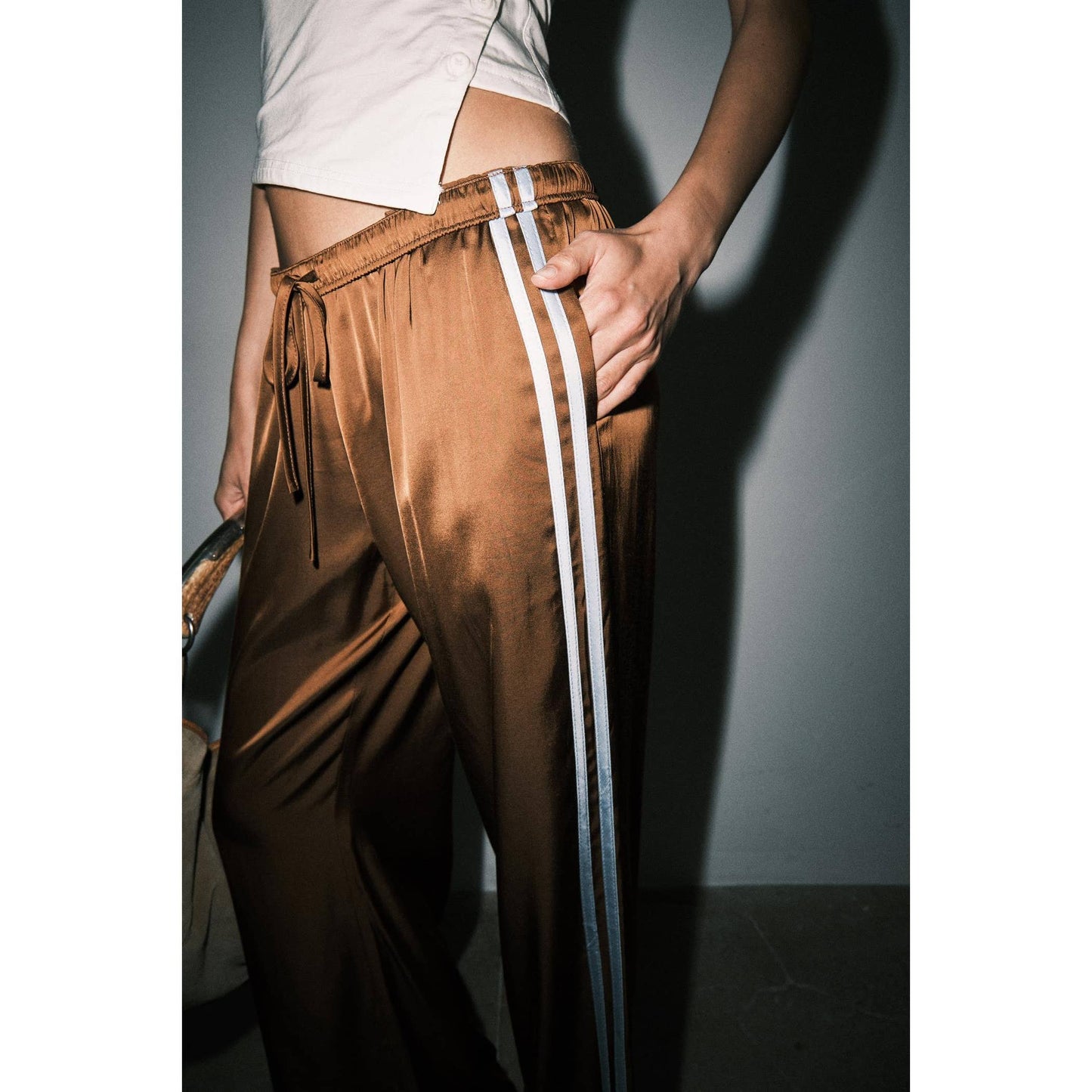 The Contrast Stripe Satin Pant