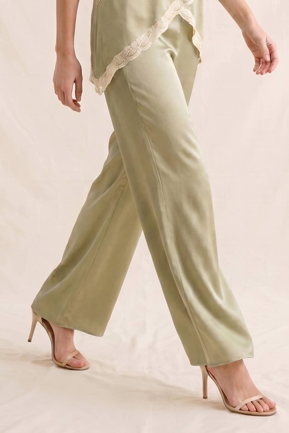 The Olive Satin Pants
