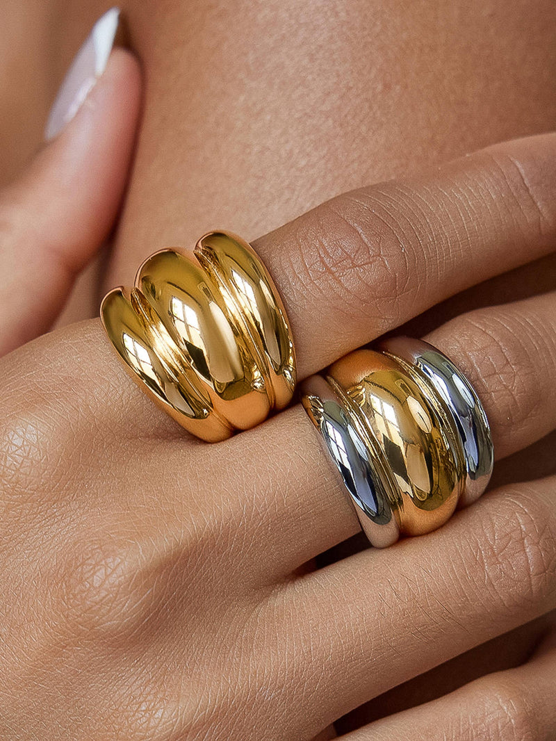 18K Two Tone Dome Ring