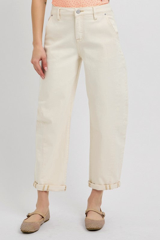 RISEN Ivory Ease Barrel Jean