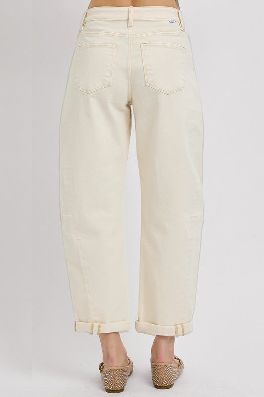 RISEN Ivory Ease Barrel Jean