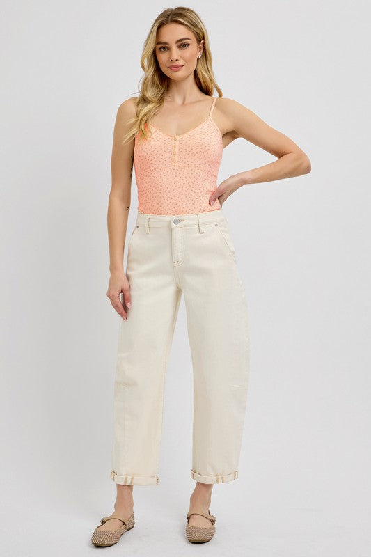 RISEN Ivory Ease Barrel Jean