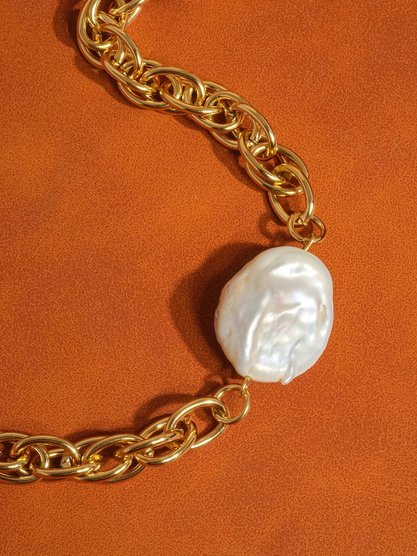 18K Gold Pearl Chain Necklace
