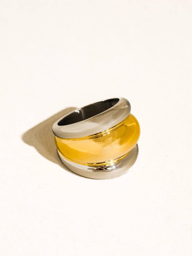 18K Two Tone Dome Ring
