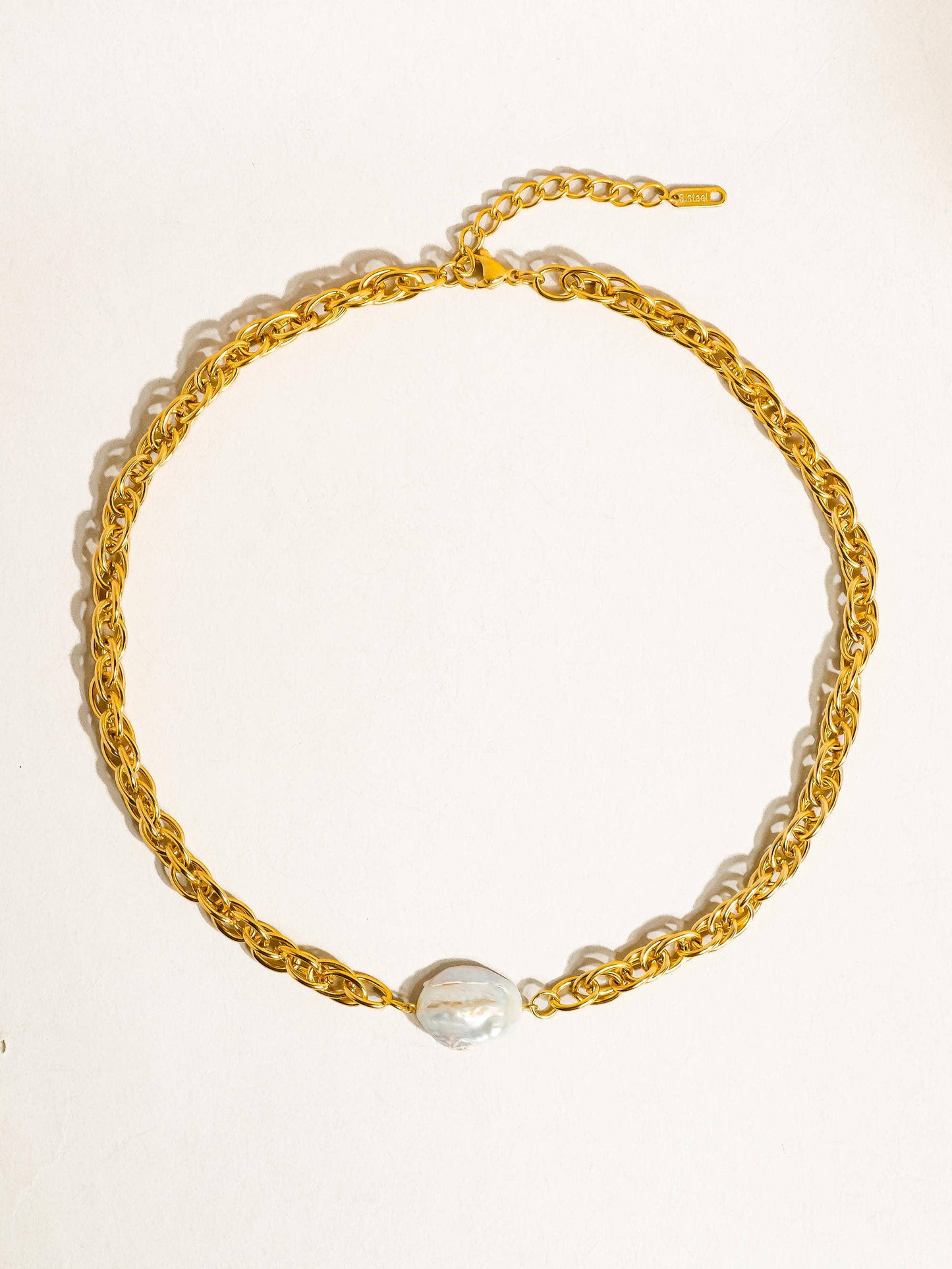 18K Gold Pearl Chain Necklace