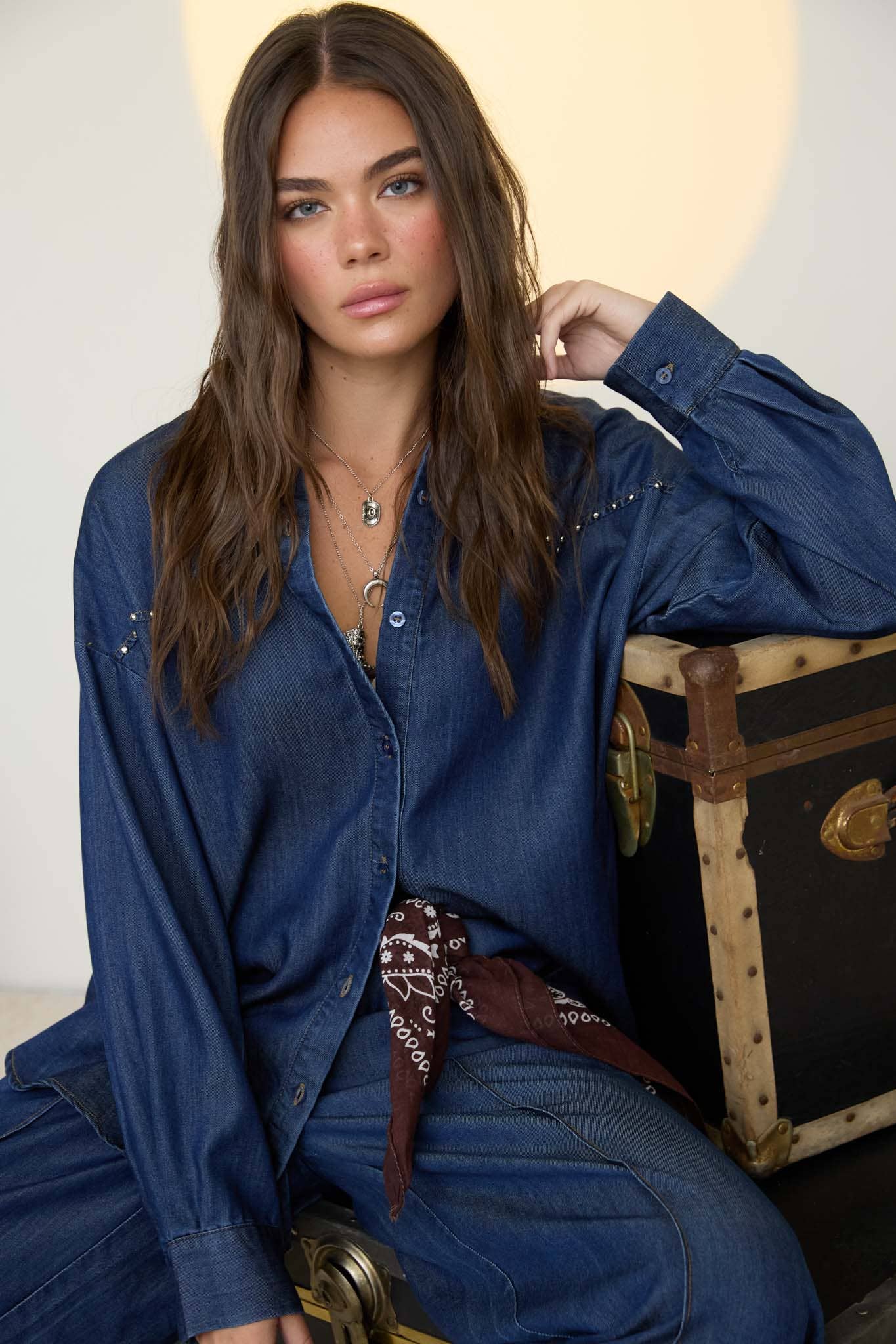 The Sutton Denim Stud Shirt