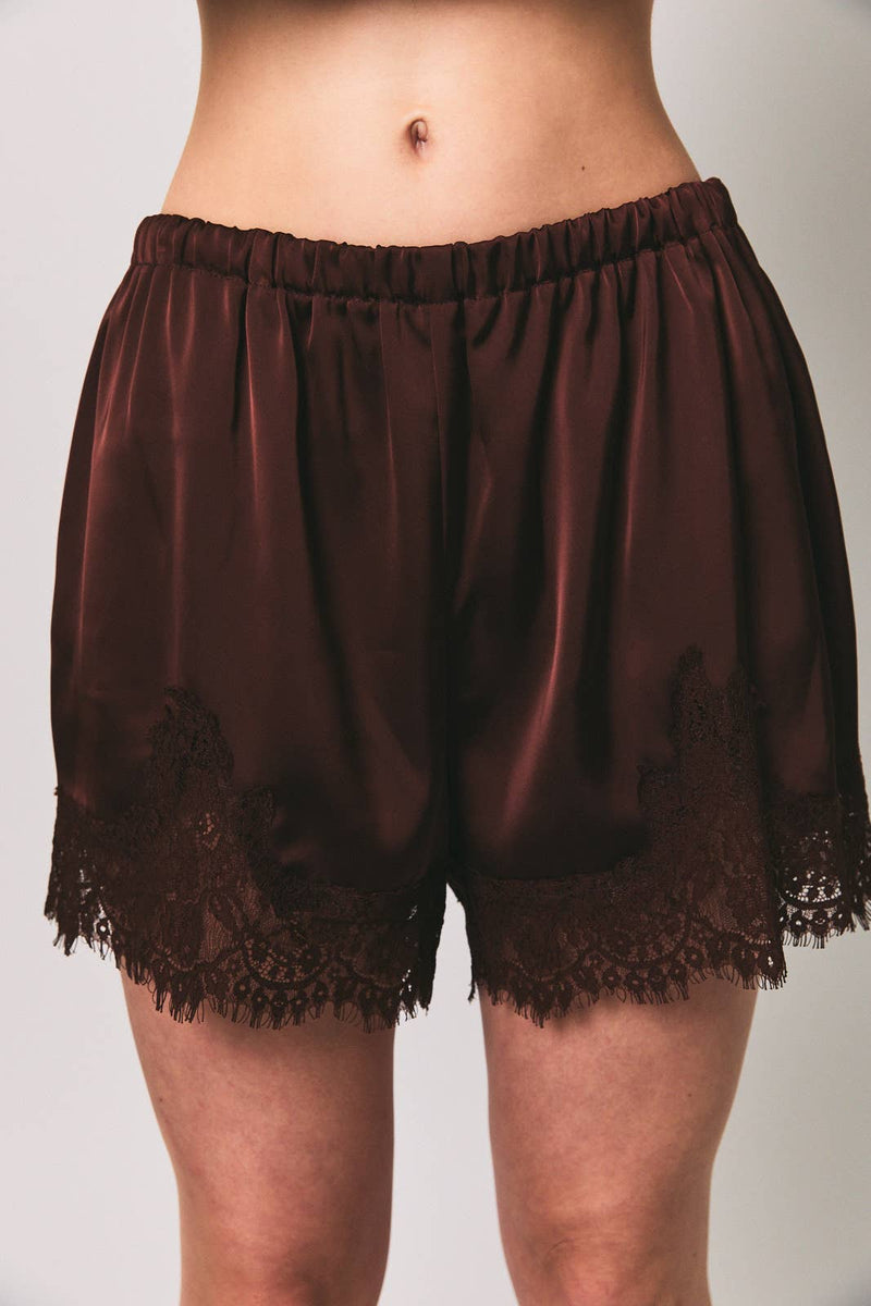 The Chocolate Brown Satin Shorts